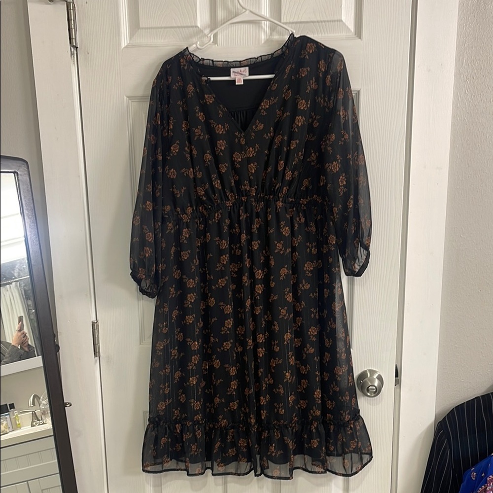 Isabel Maternity by Ingrid & Isabel Black Floral Long Sleeve Dress